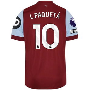 Umbro West Ham United Lucas Paqueta Home Jersey w/ EPL + No Room For Racism Patches 23/24 (Claret/Blue)