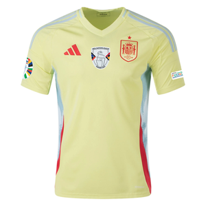 adidas Mens Spain Away Jersey w/ Nations League Champion + Euro 2024 Patches 24/25 (Pulse Yellow/Halo Mint)