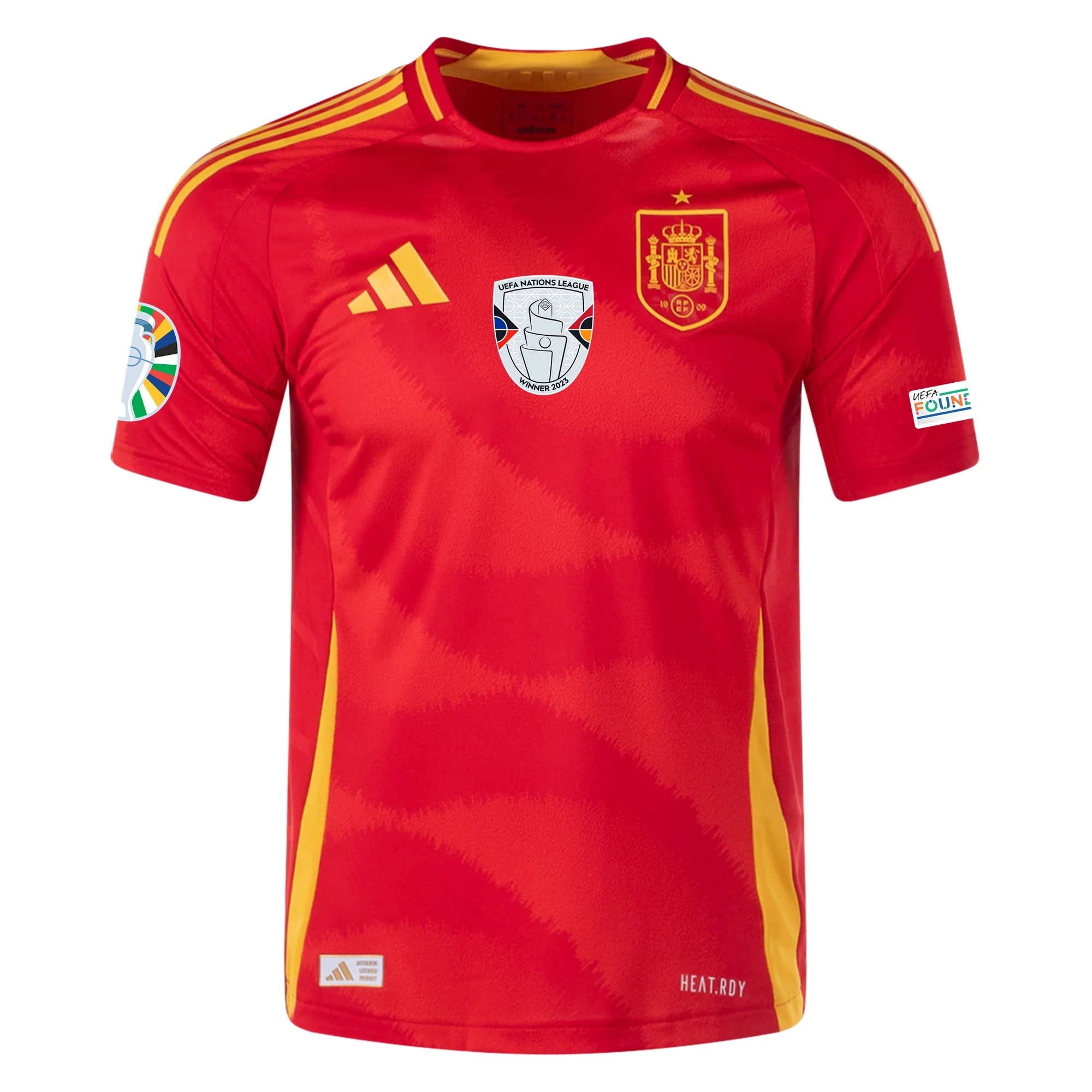 adidas Mens Spain Authentic Home Jersey w/ Nations League Champion + E