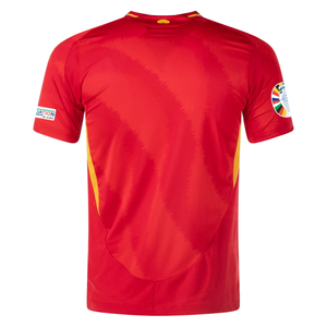 adidas Mens Spain Authentic Home Jersey w/ Nations League Champion + Euro 2024 Patches 24/25 (Better Scarlet)