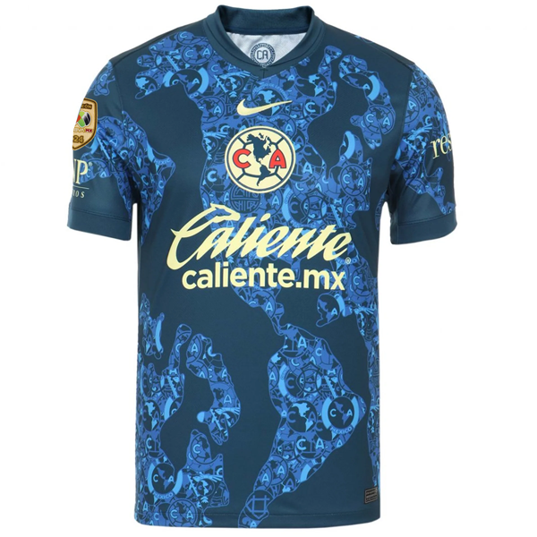 Nike Club America Henry Martin Away Jersey w/ Liga MX C24 Patch 24/25 (Valerian Blue/Lemon Chiffon)