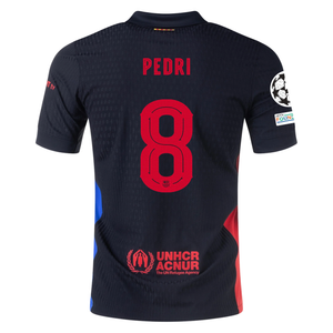 Nike Barcelona Authentic Pedri Away Jersey w/ Champions League Patches 24/25 (Black/University Red/Hyper Royal)