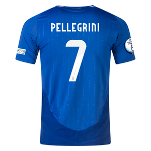 adidas Italy Authentic Lorenzo Pellegrini Home Jersey w/ Euro 2024 Patches 24/25 (Blue)