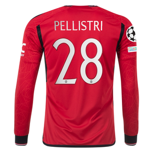 adidas Manchester United Authentic Facundo Pellestri Long Sleeve Home Jersey w/ Champions League Patches 23/24 (Team College Red)