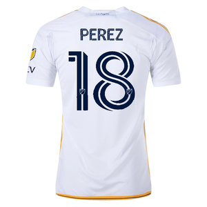 adidas LA Galaxy Jonathan Perez Home Jersey w/ MLS + Apple TV Patches 24/25 (White/Yellow/Navy)