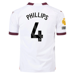 Puma Manchester City Authentic Kalvin Phillips Away Jersey w/ EPL + No Room For Racism Patches 23/24 (Puma White/Aubergine)