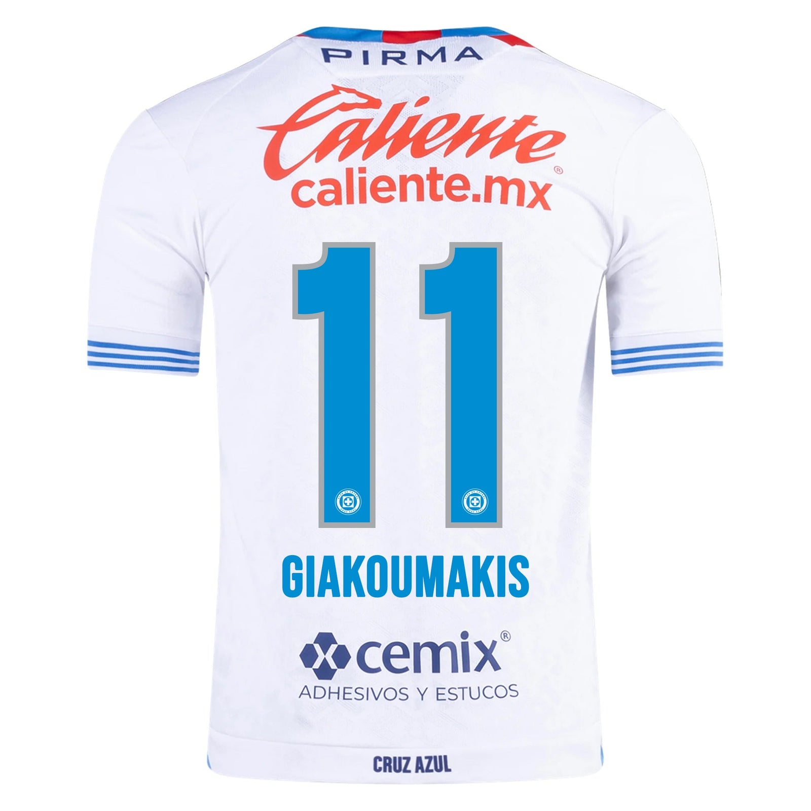 Pirma Georgios Giakoumakis Cruz Azul Away Jersey 24/25 (White/Blue) | SoccerWearhouse