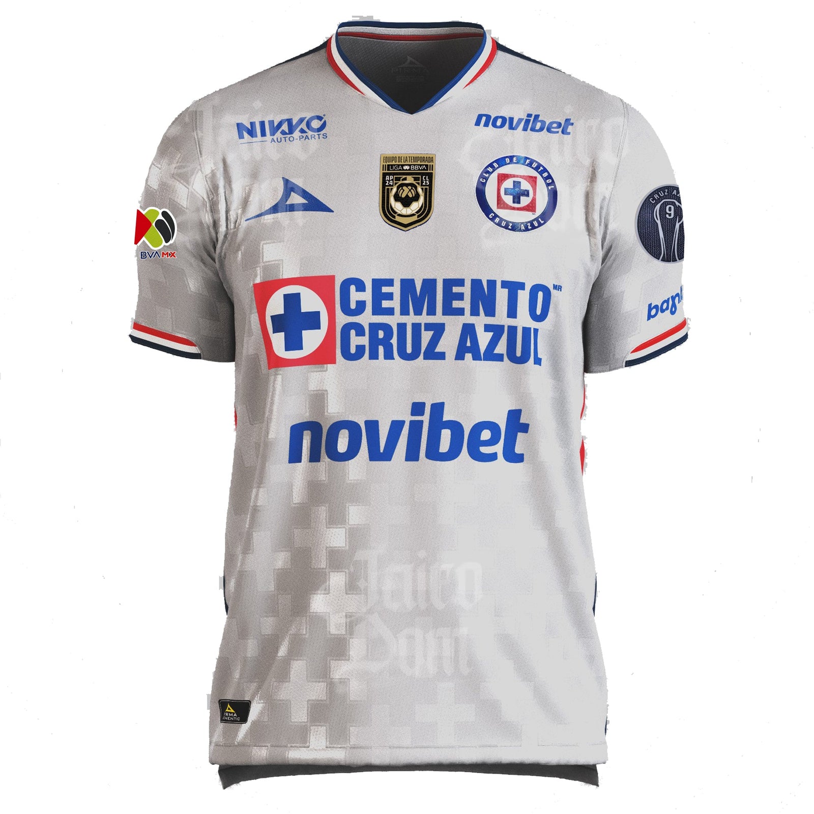 Pirma Men's Cruz Azul Away Jersey 25/26 w/ Champions 9 & LIGA BBVA Patches (Grey) | SoccerWearhouse