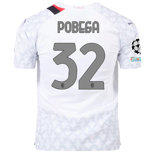 Puma AC Milan Authentic Tommaso Pobega Away Jersey w/ Champions League Patches 23/24 (Puma White/Feather Grey)
