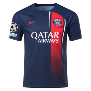 Nike Paris Saint-Germain Nuno Mendes Home Jersey w/ Champions League Patches 23/24 (Midnight Navy)