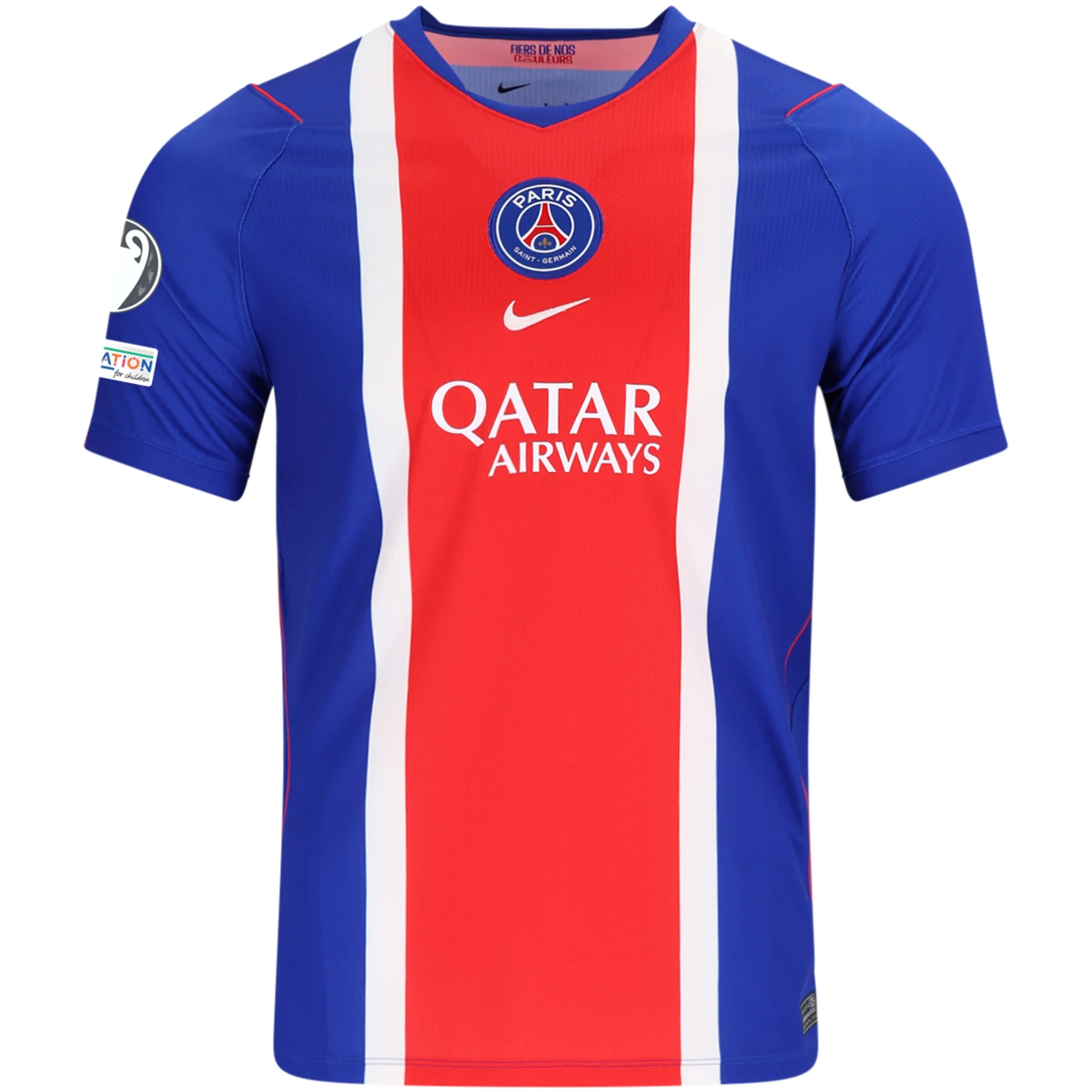Nike Mens Paris Saint-Germain Home Jersey w/ Champions League Patches 26/27 (Blue/White/Red)