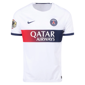 Nike Paris Saint-Germain Kylian Mbappe Away Jersey w/ Ligue 1 Patch 23/24 (White/Midnight Navy)