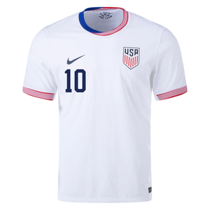 Nike Mens United States Authentic Christian Pulisic Match Home Jersey 24/25 (White/Obsidian)