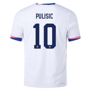 Nike Mens United States Authentic Christian Pulisic Match Home Jersey 24/25 (White/Obsidian)