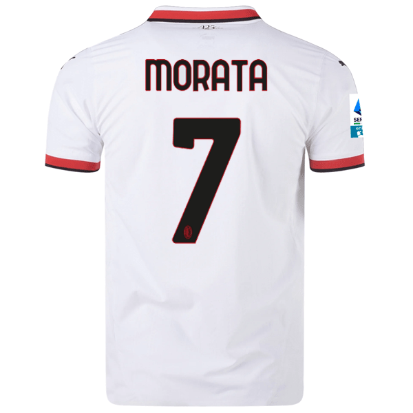 Puma AC Milan Authentic Alvaro Morata Away Jersey w/ Series A Patch 24/25 (Puma White) | SoccerWearhouse