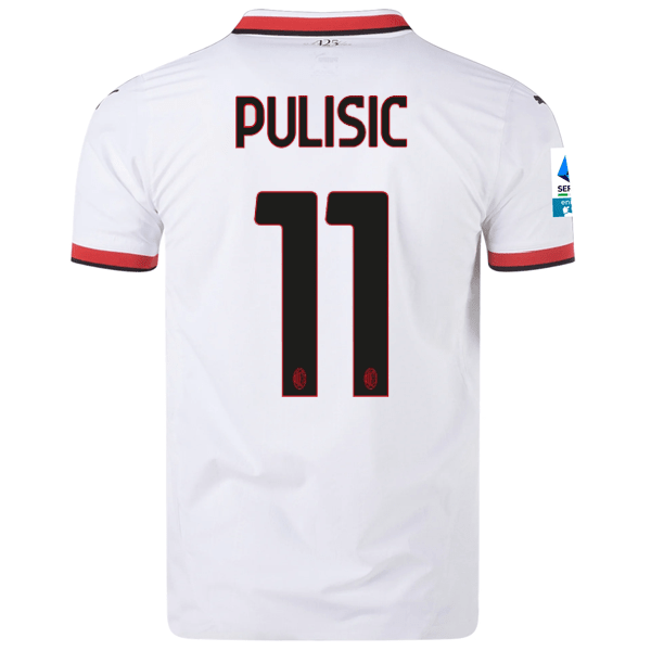 Puma AC Milan Authentic Christian Pulisic Away Jersey w/ Series A Patch 24/25 (Puma White) | SoccerWearhouse