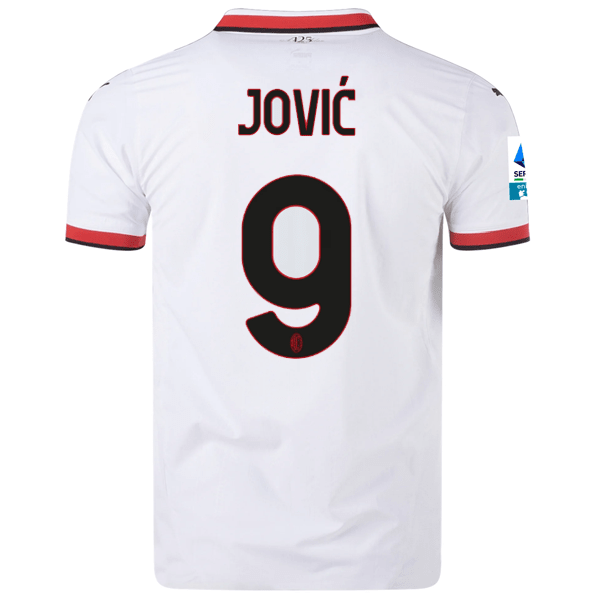 Puma AC Milan Authentic Luka Jović Away Jersey w/ Series A Patch 24/25 (Puma White) | SoccerWearhouse