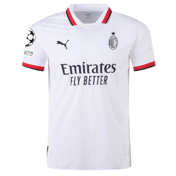 Puma AC Milan Authentic Santi Gimenez Away Jersey w/ Champions League Patches 24/25 (Puma White) | SoccerWearhouse