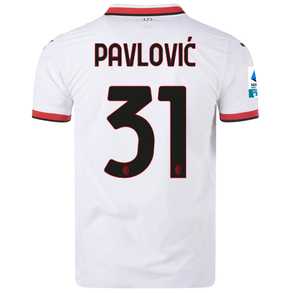 Puma AC Milan Authentic Strahinja Pavlović Away Jersey w/ Series A Patch 24/25 (Puma White) | SoccerWearhouse