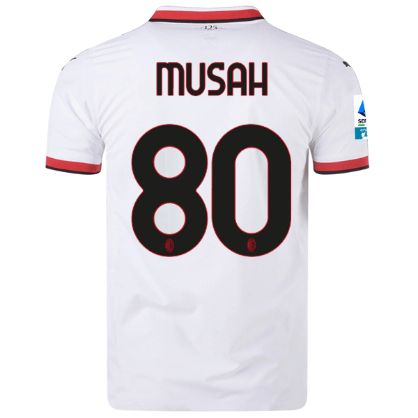 Puma AC Milan Authentic Yunus Musah Away Jersey w/ Series A Patch 24/25 (Puma White) | SoccerWearhouse
