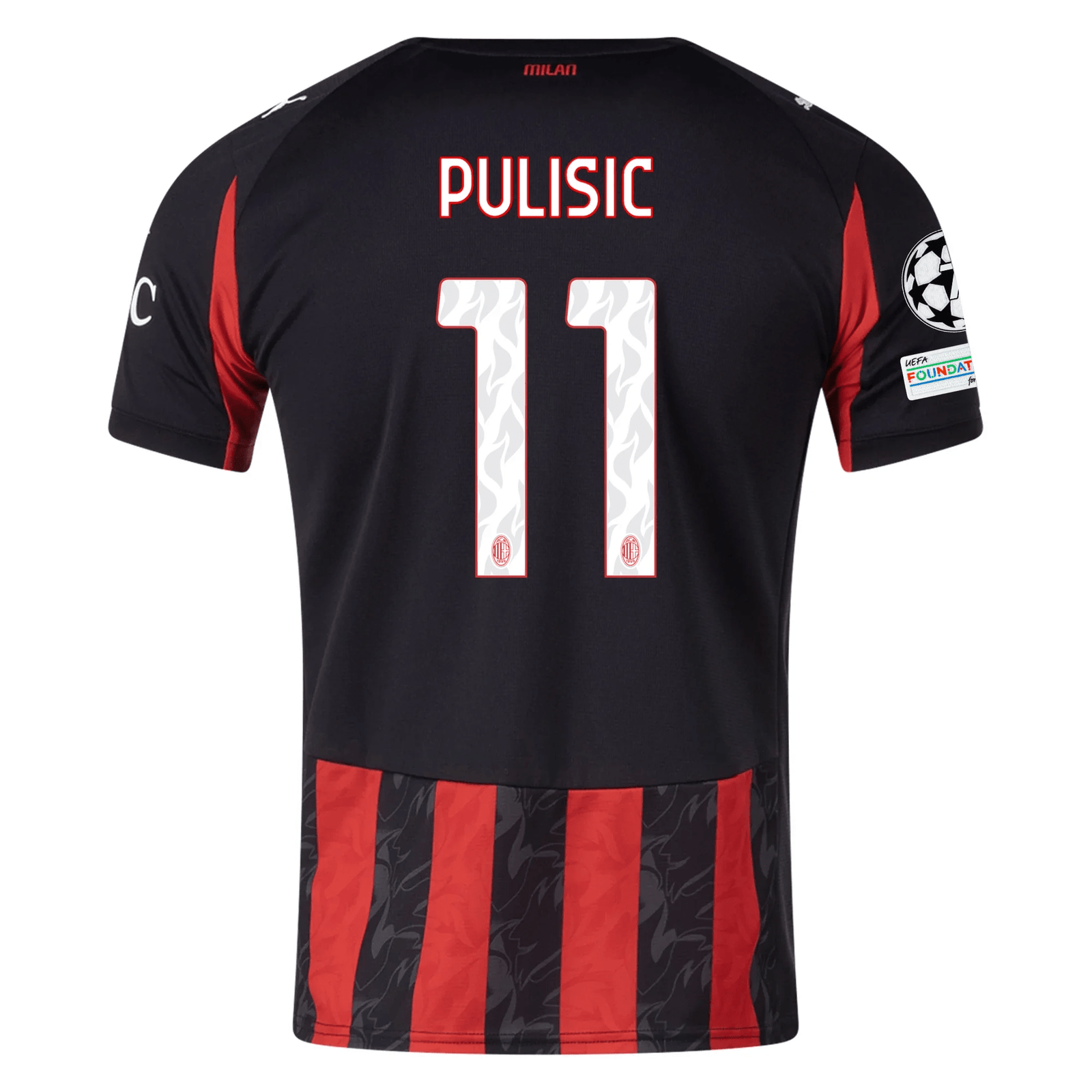 Puma AC Milan Christian Pulisic Home Jersey w/ Champions League Patches 25/26 (Red/Black) | SoccerWearhouse