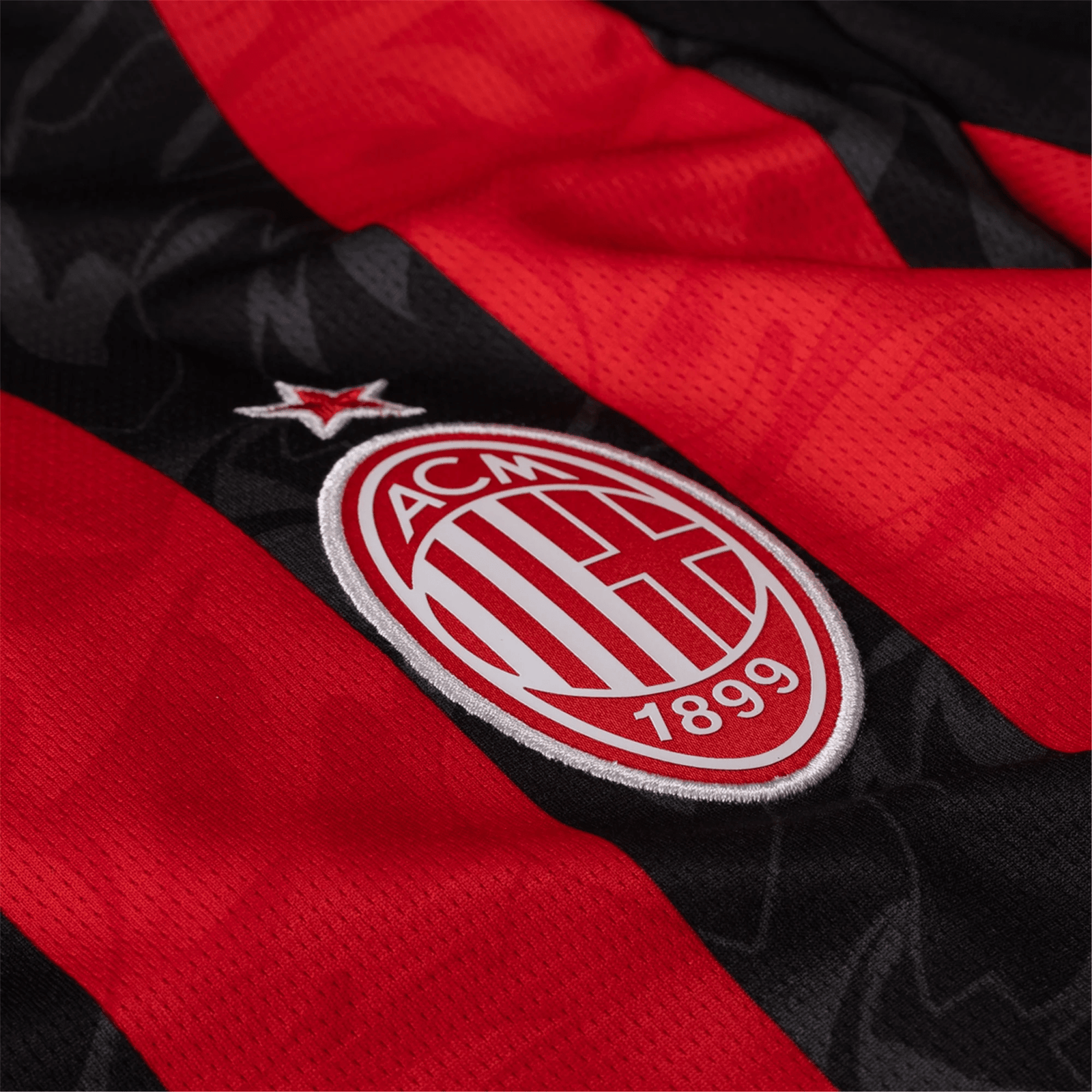 Puma AC Milan Long Sleeve Home Jersey w/ Champions League Patches 25/26 (Red/Black) | SoccerWearhouse