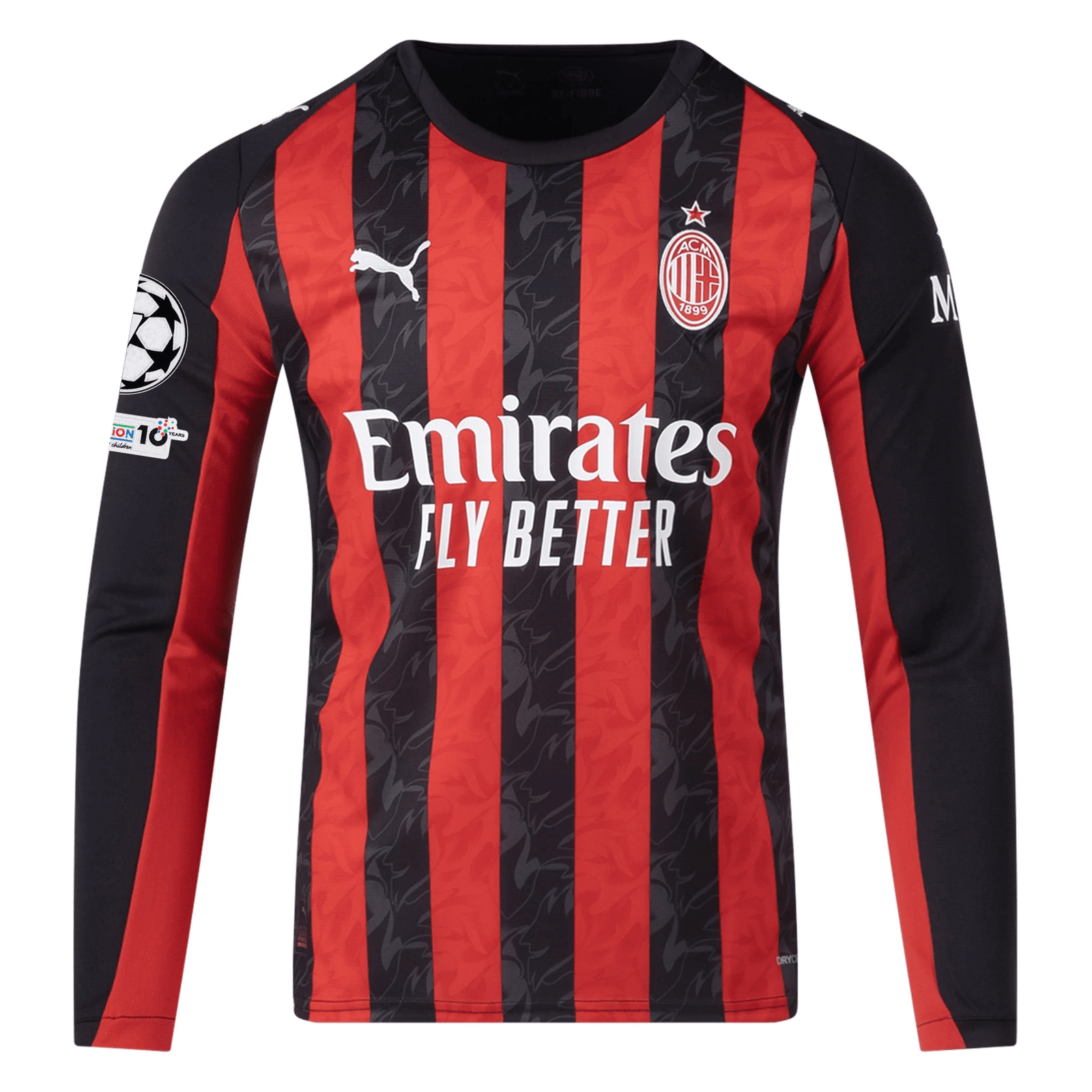 Puma AC Milan Long Sleeve Home Jersey w/ Champions League Patches 25/26 (Red/Black) | SoccerWearhouse