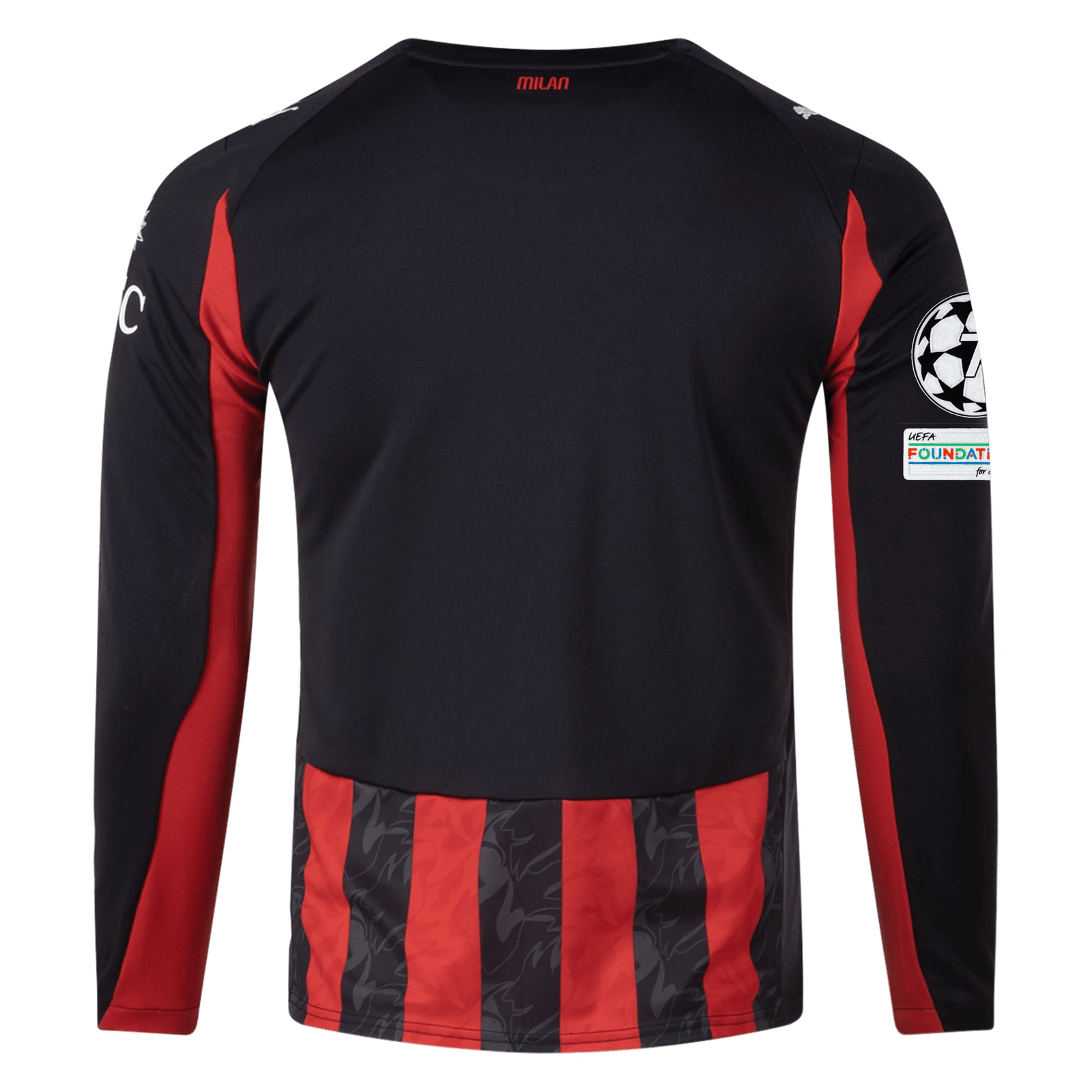 Puma AC Milan Long Sleeve Home Jersey w/ Champions League Patches 25/26 (Red/Black) | SoccerWearhouse