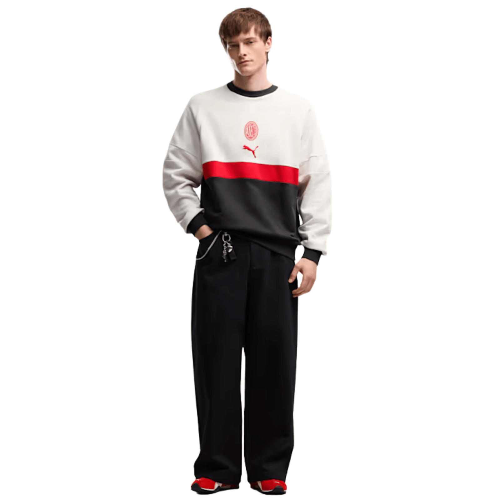 PUMA AC Milan Relaxed Crewneck Sweatshirt 26/27 (Vapor Gray/Dark Gray) | SoccerWearhouse