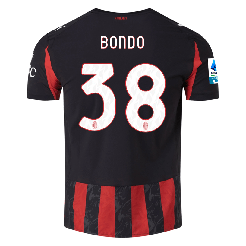 Puma Bondo Men's AC Milan Authentic Home Jersey 25/26 w/ Seria A Patch (Red/Black) | SoccerWearhouse