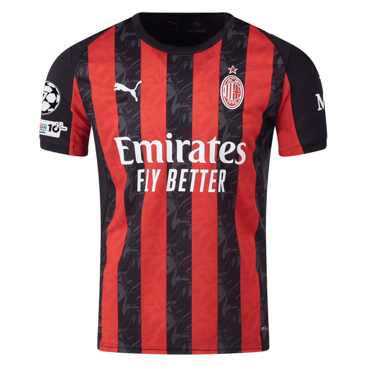 Puma Bondo Men's AC Milan Home Jersey w/ Champions League Patches 25/26 (Red/Black) | SoccerWearhouse