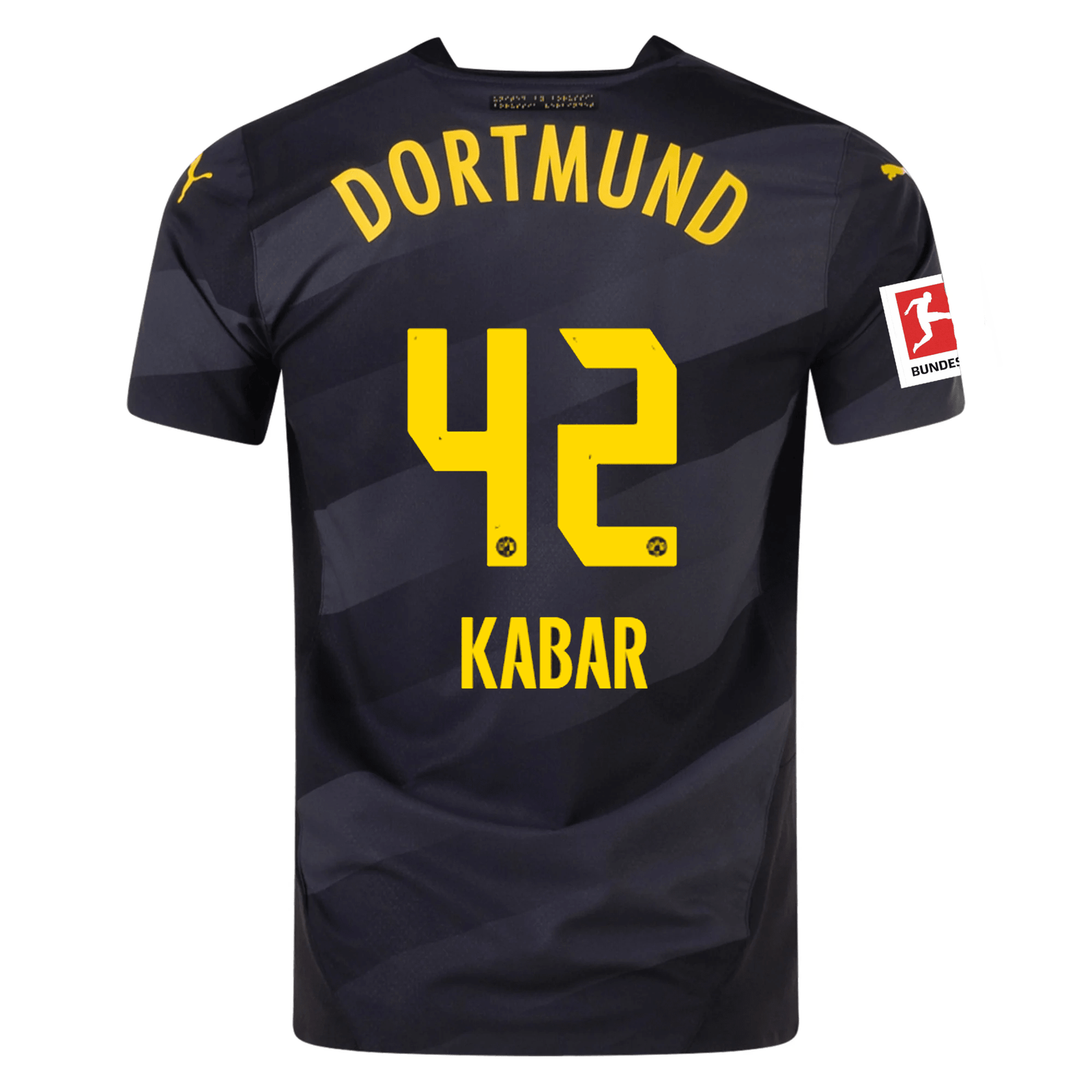 Puma Borussia Dortmund Authentic Almugera Kabar Away Jersey w/ Bundesliga Patch 24/25 (Puma Black/Faster Yellow) | SoccerWearhouse