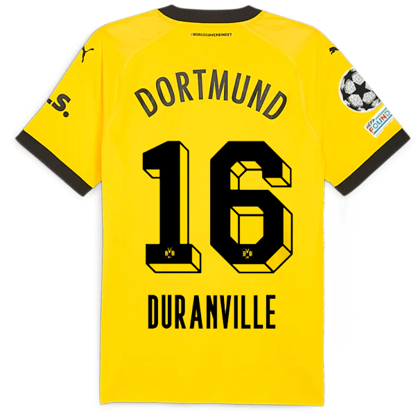 Puma Borussia Dortmund Authentic Duncanville Home Jersey w/ Champions League Patches 23/24 (Cyber Yellow/Puma Black) | SoccerWearhouse