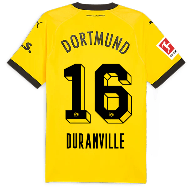 Puma Borussia Dortmund Authentic Duranville Home Jersey w/ Bundesliga Patch 23/24 (Cyber Yellow/Puma Black) | SoccerWearhouse