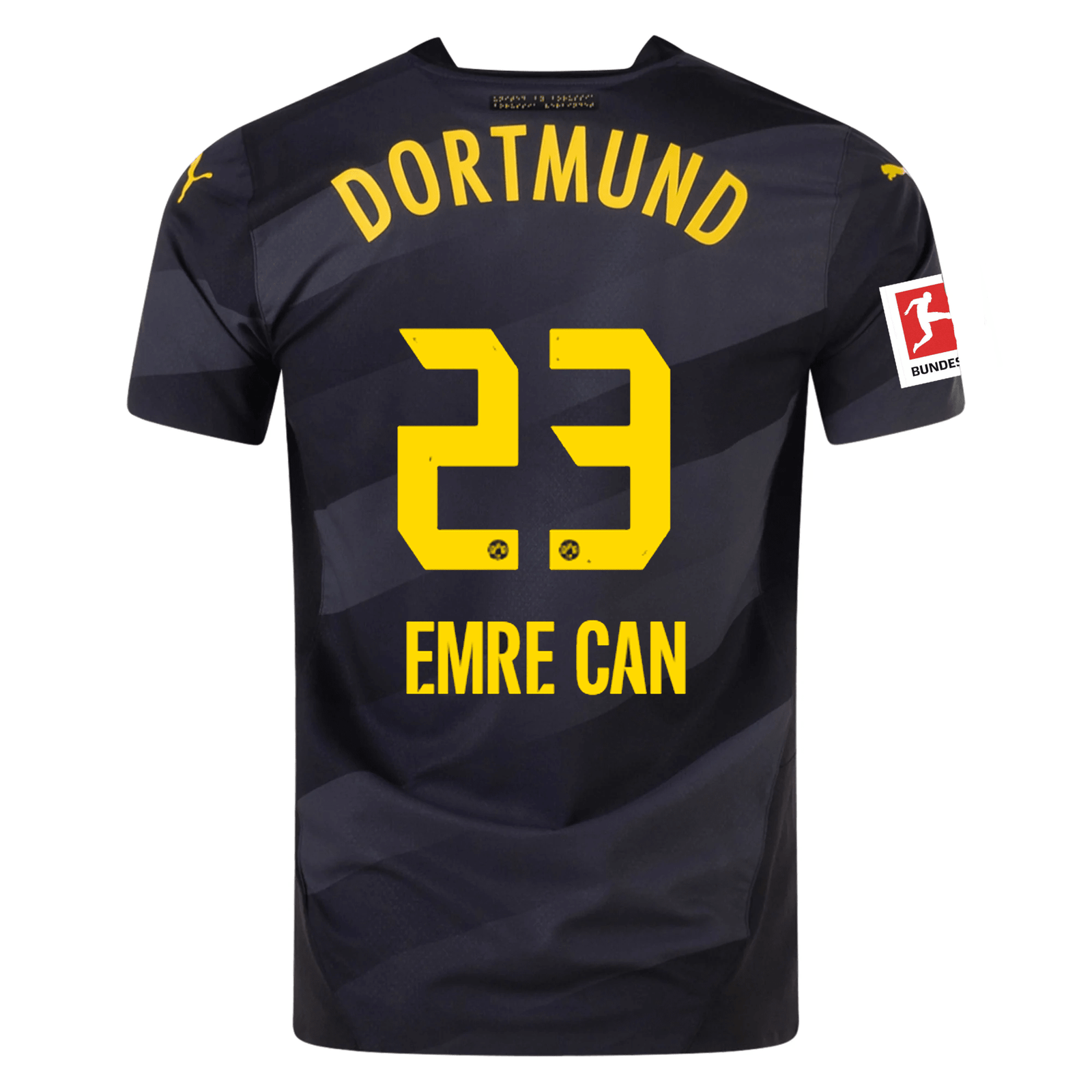 Puma Borussia Dortmund Authentic Emre Can Away Jersey w/ Bundesliga Patch 24/25 (Puma Black/Faster Yellow) | SoccerWearhouse