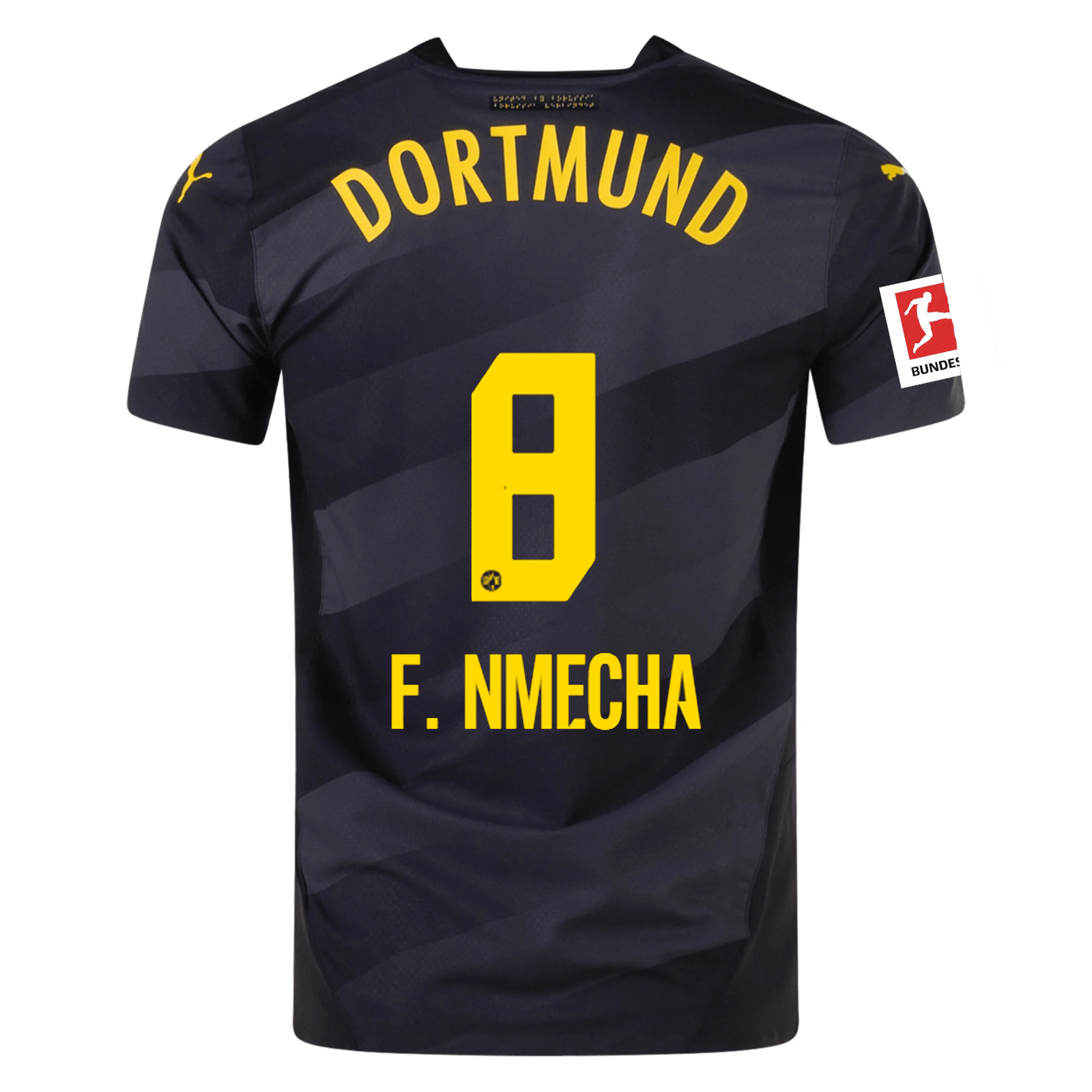 Puma Borussia Dortmund Authentic Felix Nmecha Away Jersey w/ Bundesliga Patch 24/25 (Puma Black/Faster Yellow) | SoccerWearhouse