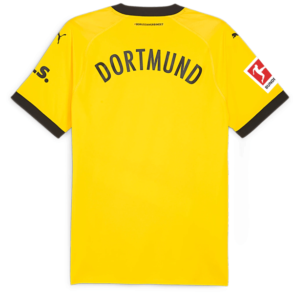 Puma Borussia Dortmund Authentic Home Jersey w/ Bundesliga Patch 23/24 (Cyber Yellow/Puma Black) | SoccerWearhouse