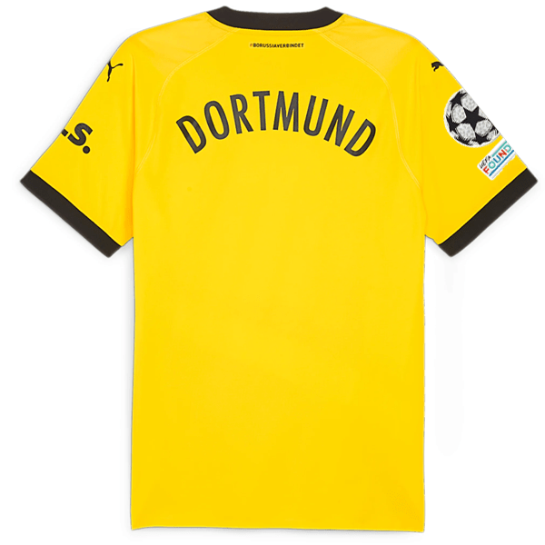 Puma Borussia Dortmund Authentic Home Jersey w/ Champions League Patches 23/24 (Cyber Yellow/Puma Black) | SoccerWearhouse