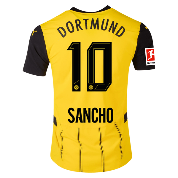 Puma Borussia Dortmund Authentic Jadon Sancho Home Jersey w/ Bundesliga Patch 24/25 (Faster Yellow/Puma Black) | SoccerWearhouse