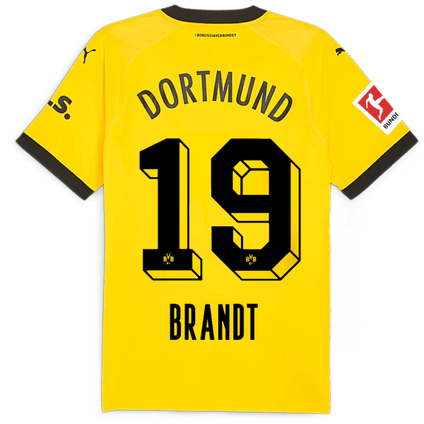 Puma Borussia Dortmund Authentic Julian Brandt Home Jersey w/ Bundesliga Patch 23/24 (Cyber Yellow/Puma Black) | SoccerWearhouse