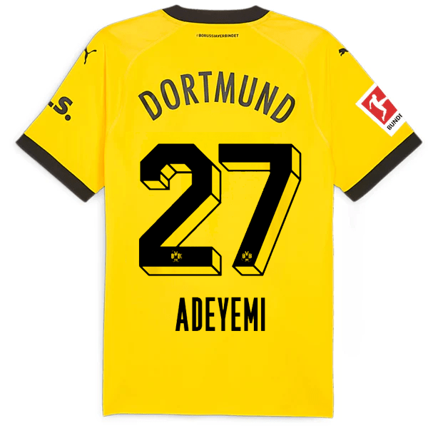 Puma Borussia Dortmund Authentic Karim Adeyemi Home Jersey w/ Bundesliga Patch 23/24 (Cyber Yellow/Puma Black) | SoccerWearhouse