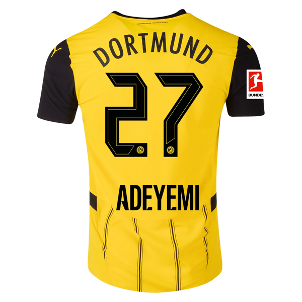 Puma Borussia Dortmund Authentic Karim Adeyemi Home Jersey w/ Bundesliga Patch 24/25 (Faster Yellow/Puma Black) | SoccerWearhouse