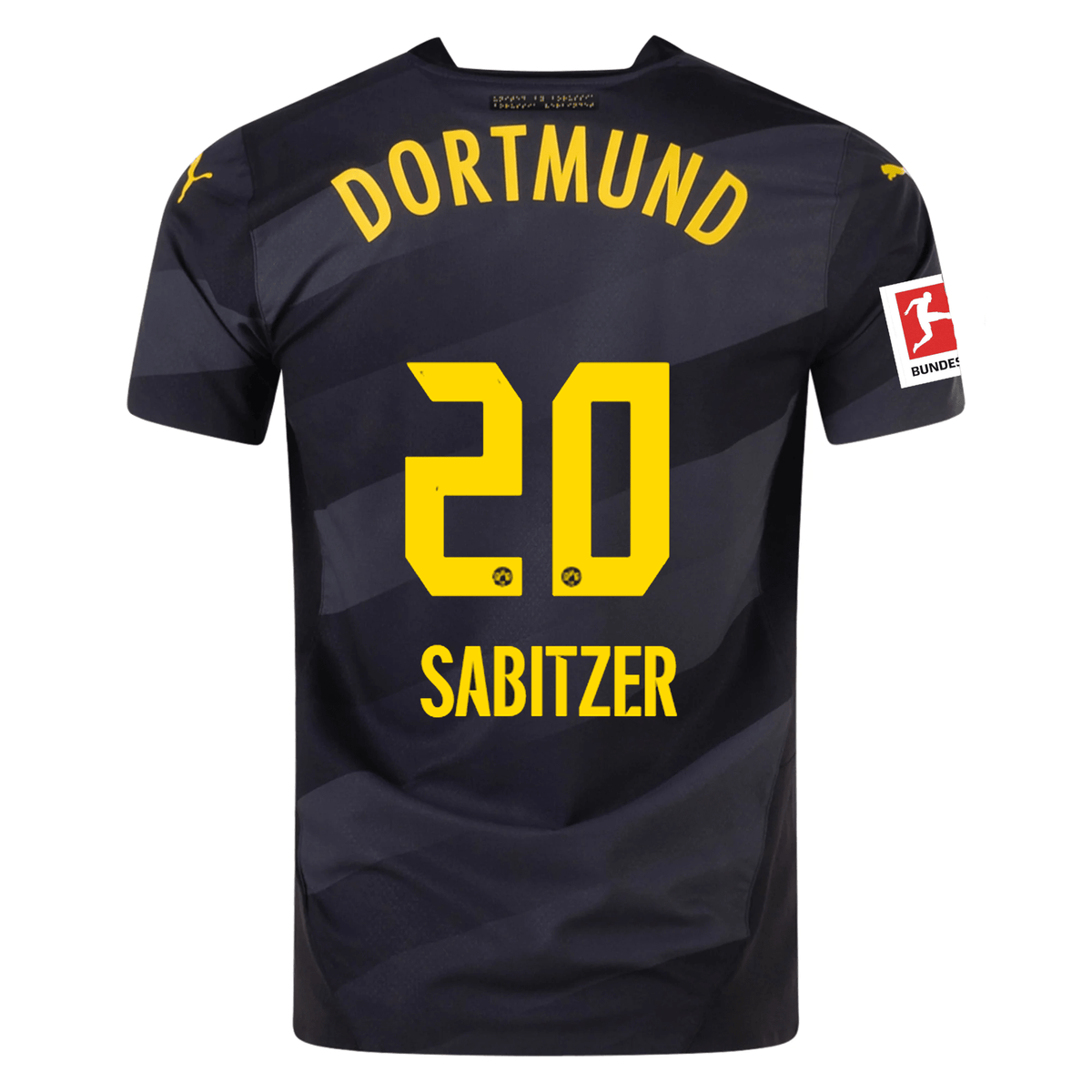Puma Borussia Dortmund Authentic Marcel Sabitzer Away Jersey w/ Bundesliga Patch 24/25 (Puma Black/Faster Yellow) | SoccerWearhouse