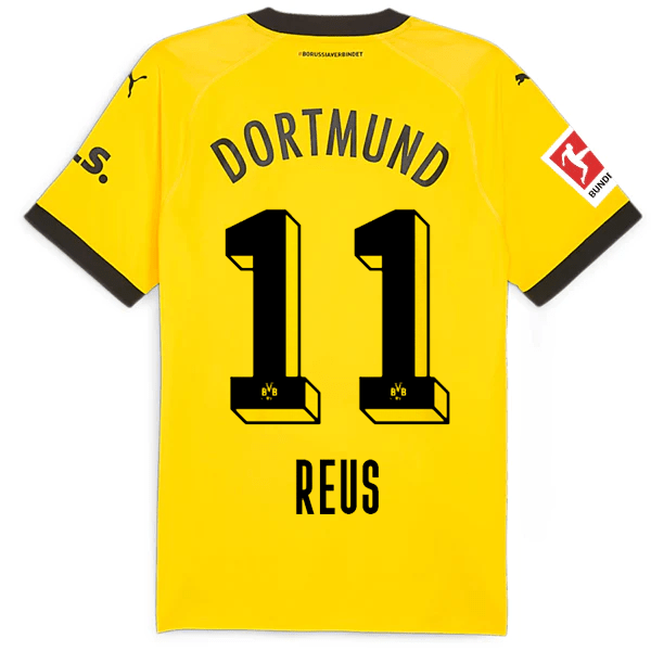 Puma Borussia Dortmund Authentic Marco Reus Home Jersey w/ Bundesliga Patch 23/24 (Cyber Yellow/Puma Black) | SoccerWearhouse