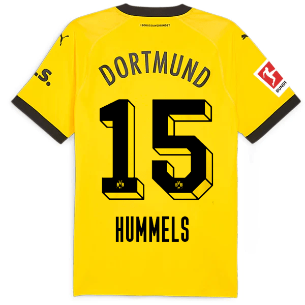 Puma Borussia Dortmund Authentic Mats Hummels Home Jersey w/ Bundesliga Patch 23/24 (Cyber Yellow/Puma Black) | SoccerWearhouse