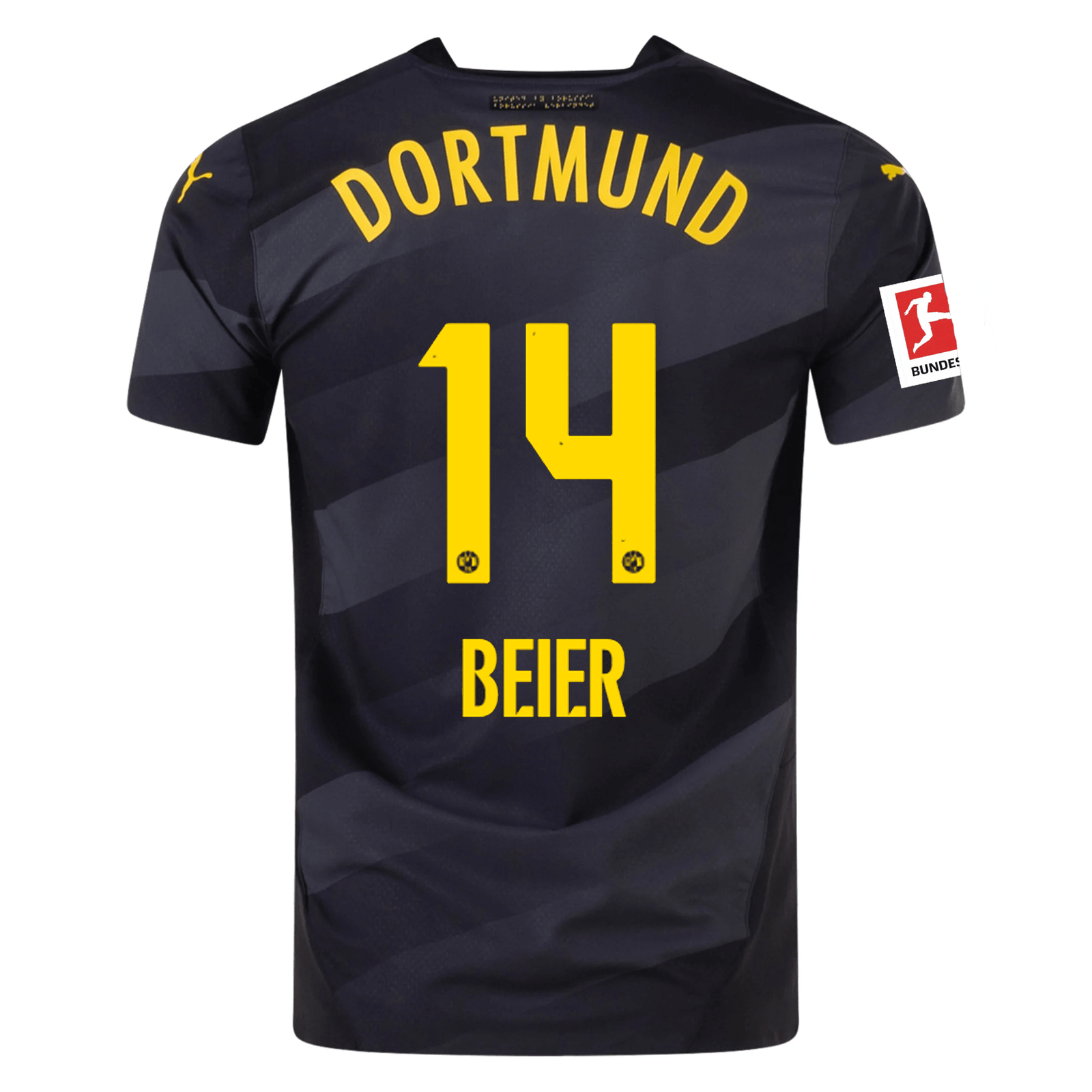 Puma Borussia Dortmund Authentic Maximilian Beier Away Jersey w/ Bundesliga Patch 24/25 (Puma Black/Faster Yellow) | SoccerWearhouse