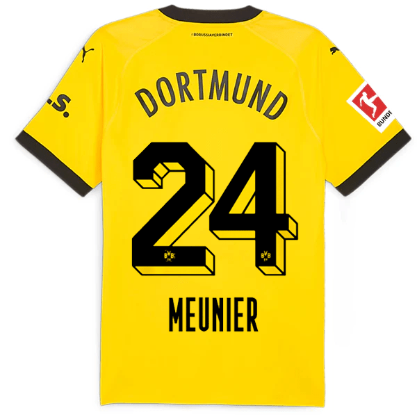 Puma Borussia Dortmund Authentic Meunier Home Jersey w/ Bundesliga Patch 23/24 (Cyber Yellow/Puma Black) | SoccerWearhouse
