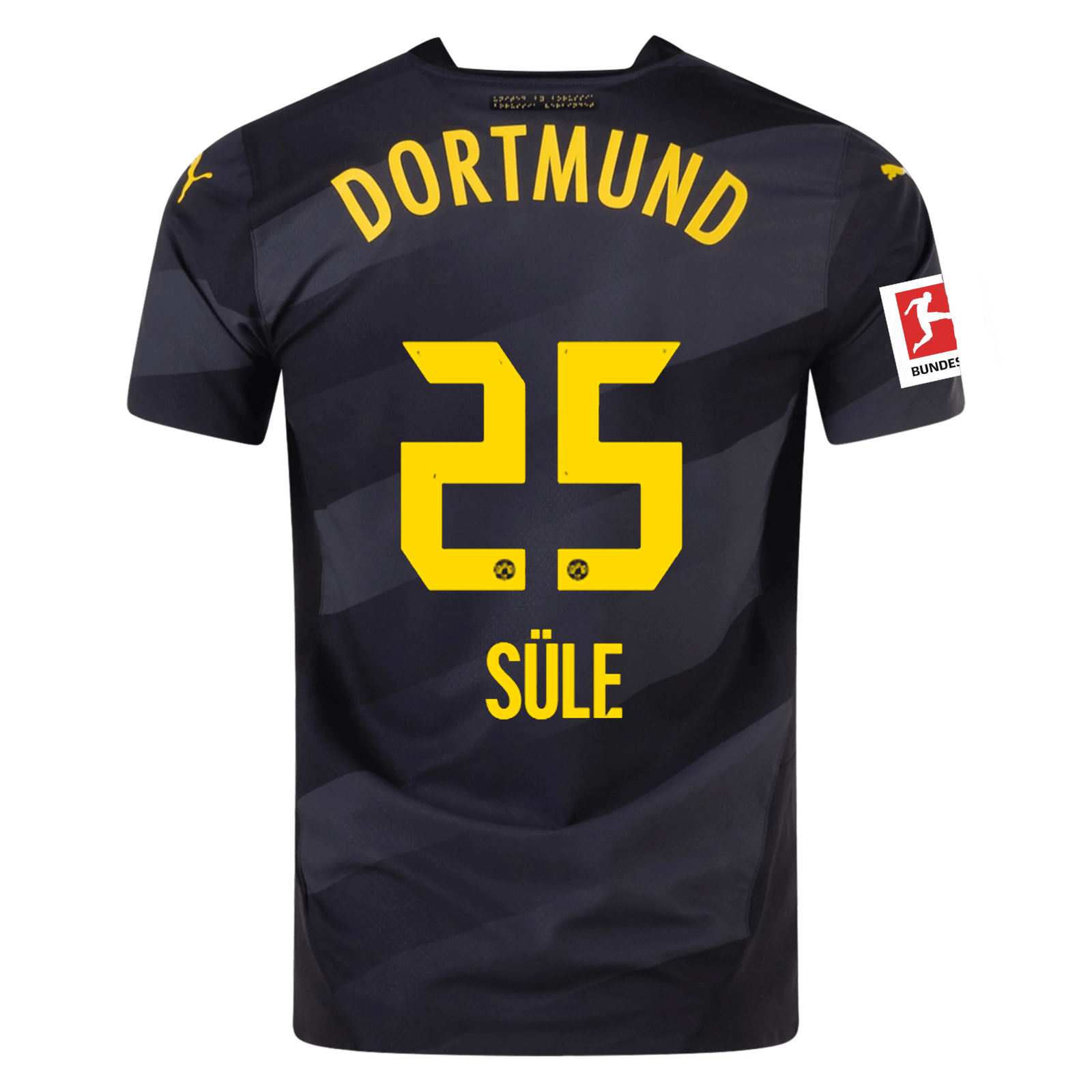 Puma Borussia Dortmund Authentic Niklas Süle Away Jersey w/ Bundesliga Patch 24/25 (Puma Black/Faster Yellow) | SoccerWearhouse