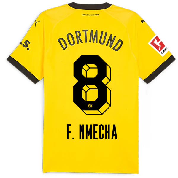 Puma Borussia Dortmund Authentic Nmecha Home Jersey w/ Bundesliga Patch 23/24 (Cyber Yellow/Puma Black) | SoccerWearhouse