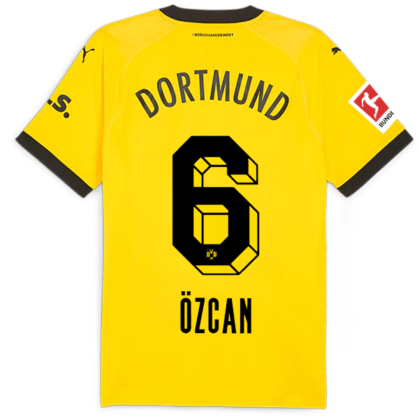 Puma Borussia Dortmund Authentic Ozcan Home Jersey w/ Bundesliga Patch 23/24 (Cyber Yellow/Puma Black) | SoccerWearhouse